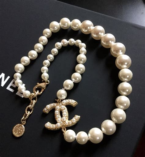 chanel pearl choker necklace|authentic chanel pearl necklace.